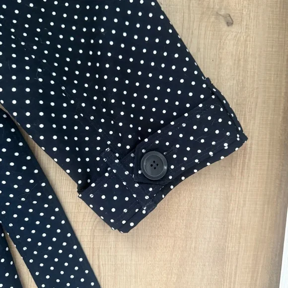 London Fog Navy Polka Dot Cotton and Spandex Trench Like / Rain Coat 🧥 - Picture 9 of 11